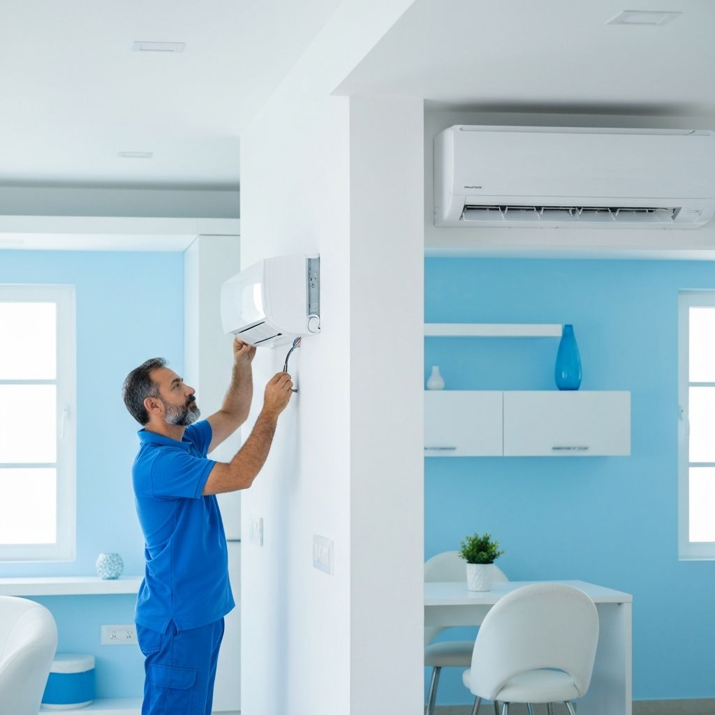 Professional AC technician servicing an air conditioner in Jodhpur